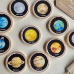solar system wooden tokens or magnets